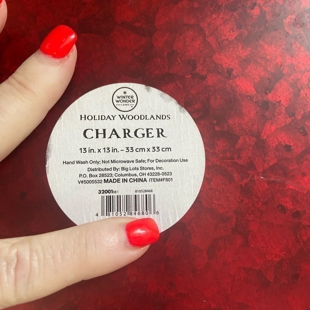 Holiday Red Metal Chargers set of 2